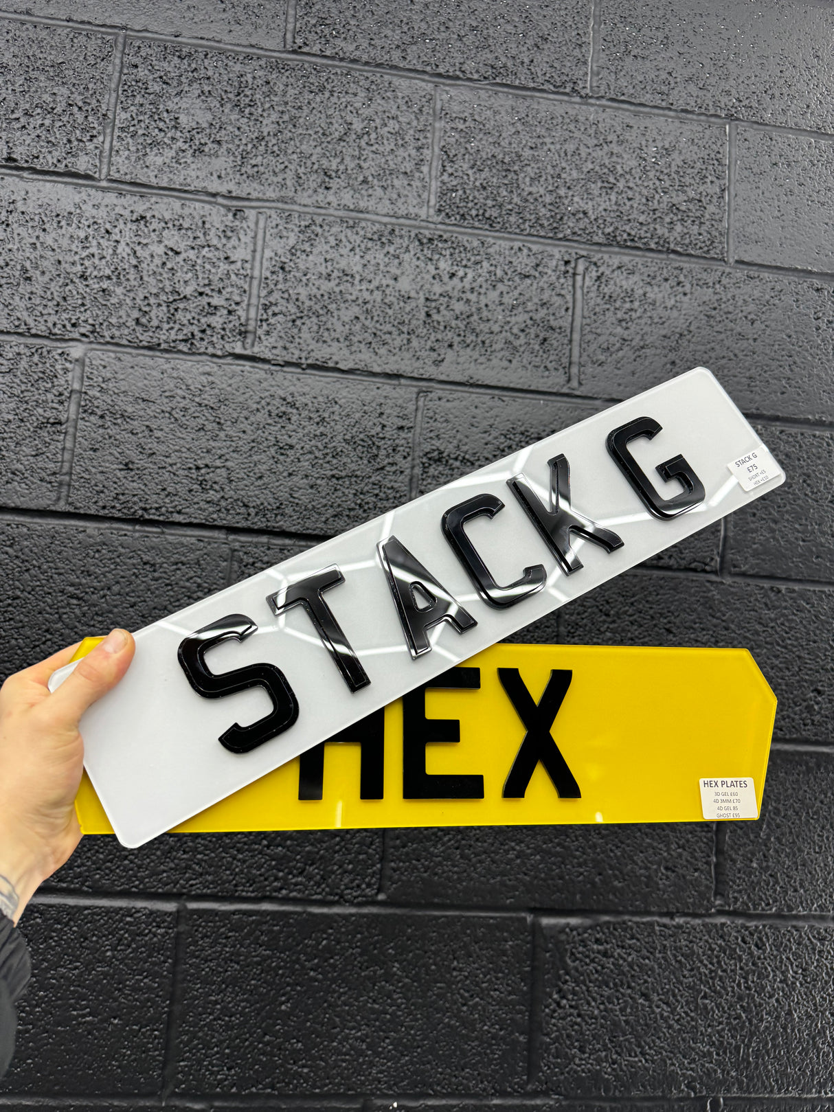 4D Stacked Gloss number plates